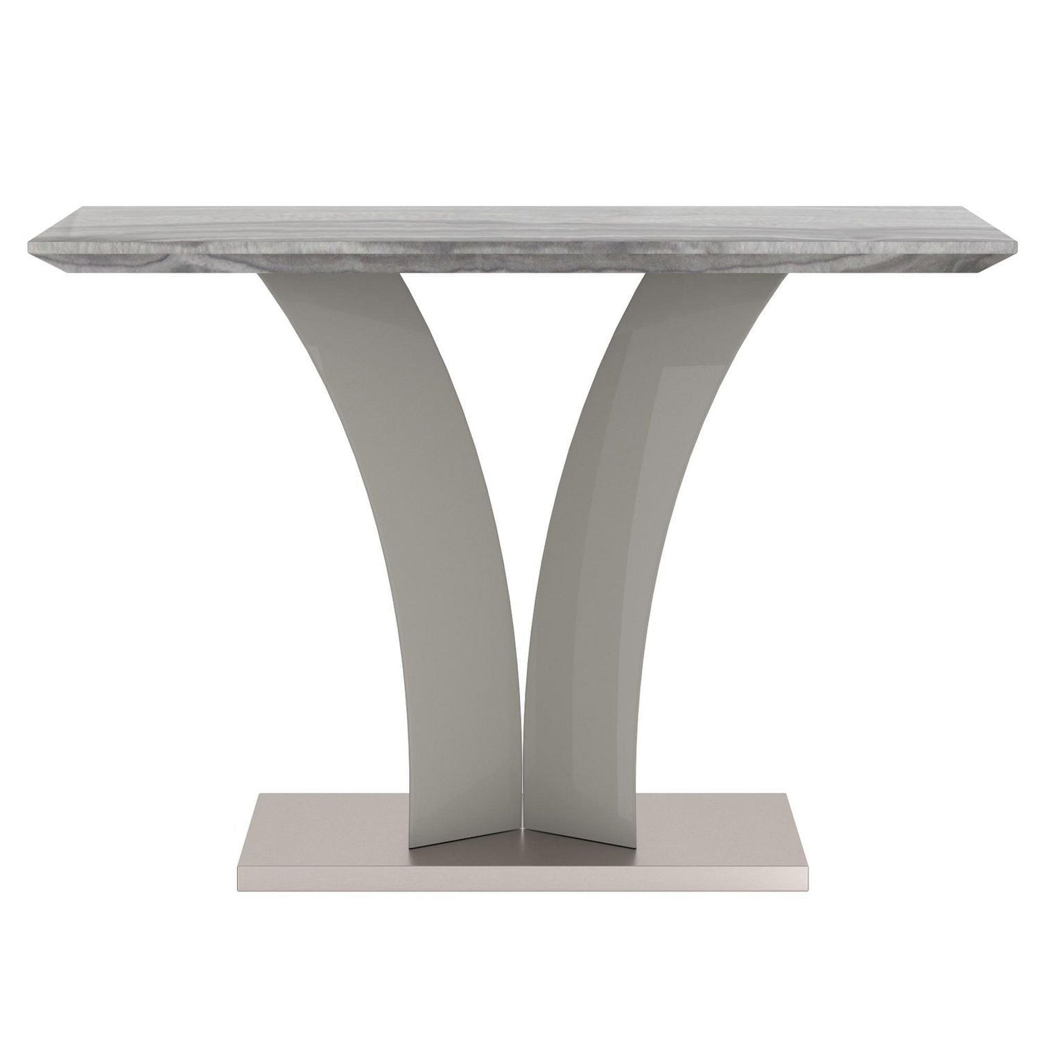 Contemporary Faux Marble & Stainless Steel Console Table in Grey