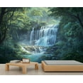 thumbnail image 3 of Forest Waterfall Wall Murals For Bedroom - Green Forest Murals, Nature Scenery Wall Mural For TV Background, Waterfall Large Mural 79"W x 55"H (Not Peel and Stick), 3 of 6