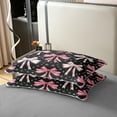thumbnail image 4 of Pink Bowknot Cotton Duvet Cover Twin Size,Princess Style Ribbon Bow Starry Black Bedding Set with 1 Pillow Sham,Cute Stars Dreamy Fairy Tale Comforter Cover(No Filler),2 Pcs, 4 of 6