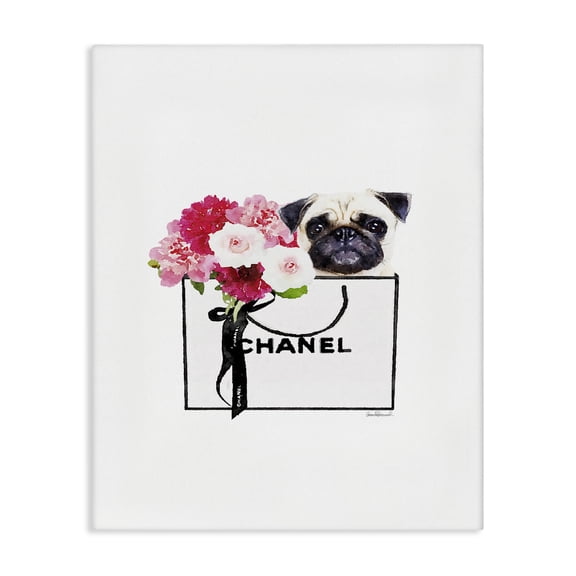 Stupell Industries Eclectic Fashion Designer Pet Dog And Flower Purse Watercolor Canvas Art, 30 x 40, by Amanda Greenwood