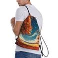 thumbnail image 3 of Drawstring Backpack Sports Gym Bag for Women Men, Whimsical Autumn Leaf Breeze Water Resistant Drawstring Bags for Sports, Gym, Travel, Swimming, Beach, 3 of 8