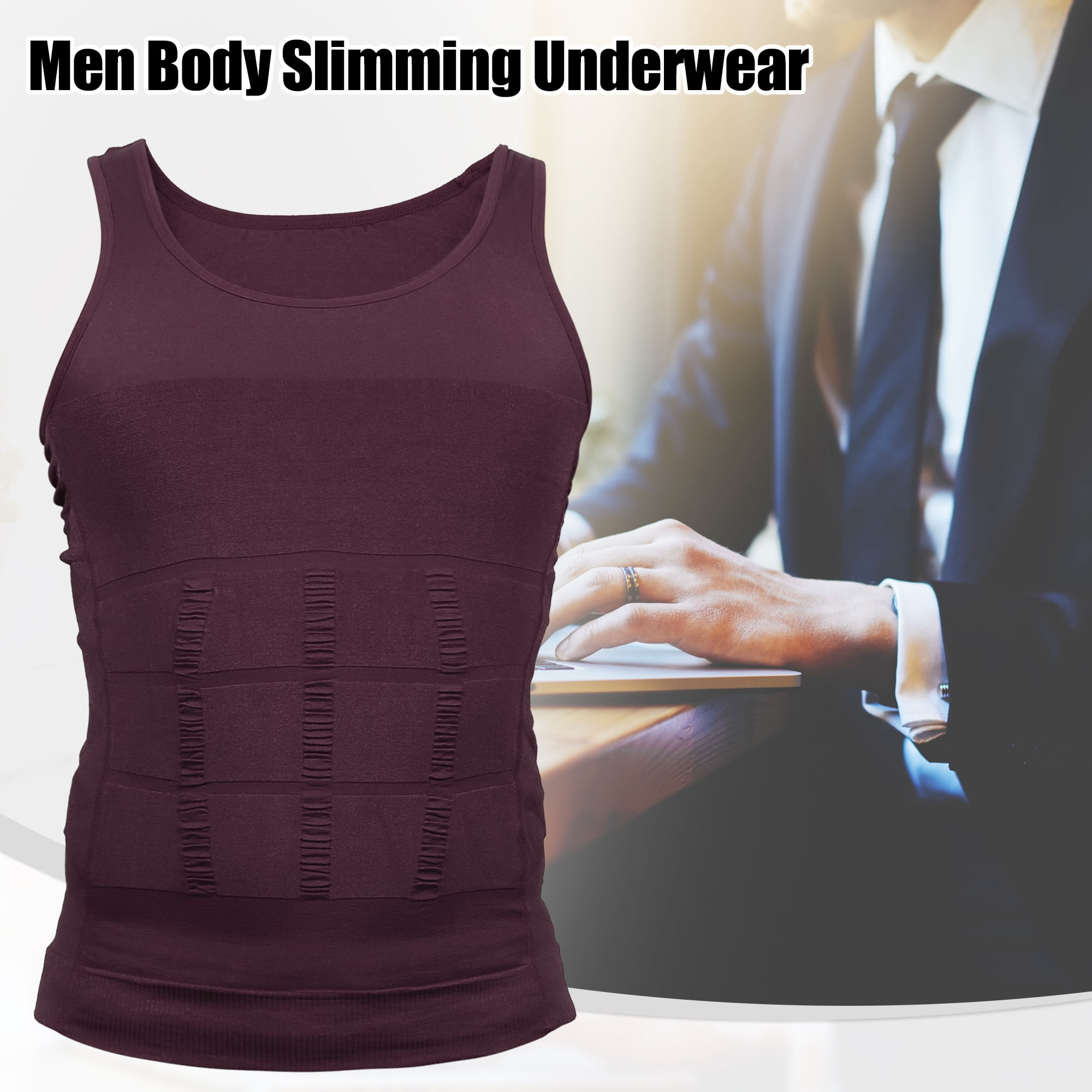 Unique Bargains Men Body Slimming Tummy Shaper Underwear Stretch Shapewear Waist Girdle XL Purple