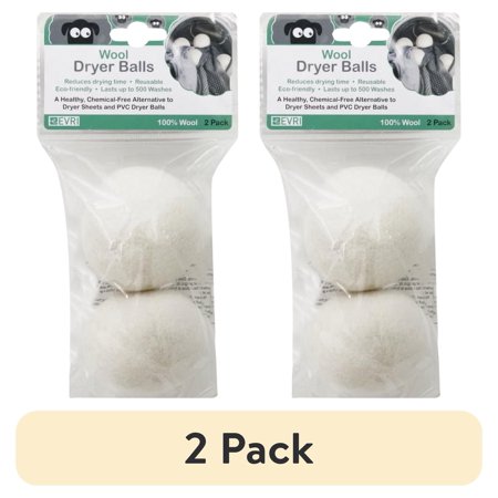 (2 pack) Evriholder 100% Wool Dryer Balls, 2 Pack