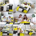thumbnail image 5 of Queen 4 Piece Bedding Set Yellow Gray White Color Block Soft Breathable Duvet Cover and Pillowcase, Modern Geometric Square Duvet Cover Set Bed Sheets for Bedroom Dormitory Guest Room, 5 of 9