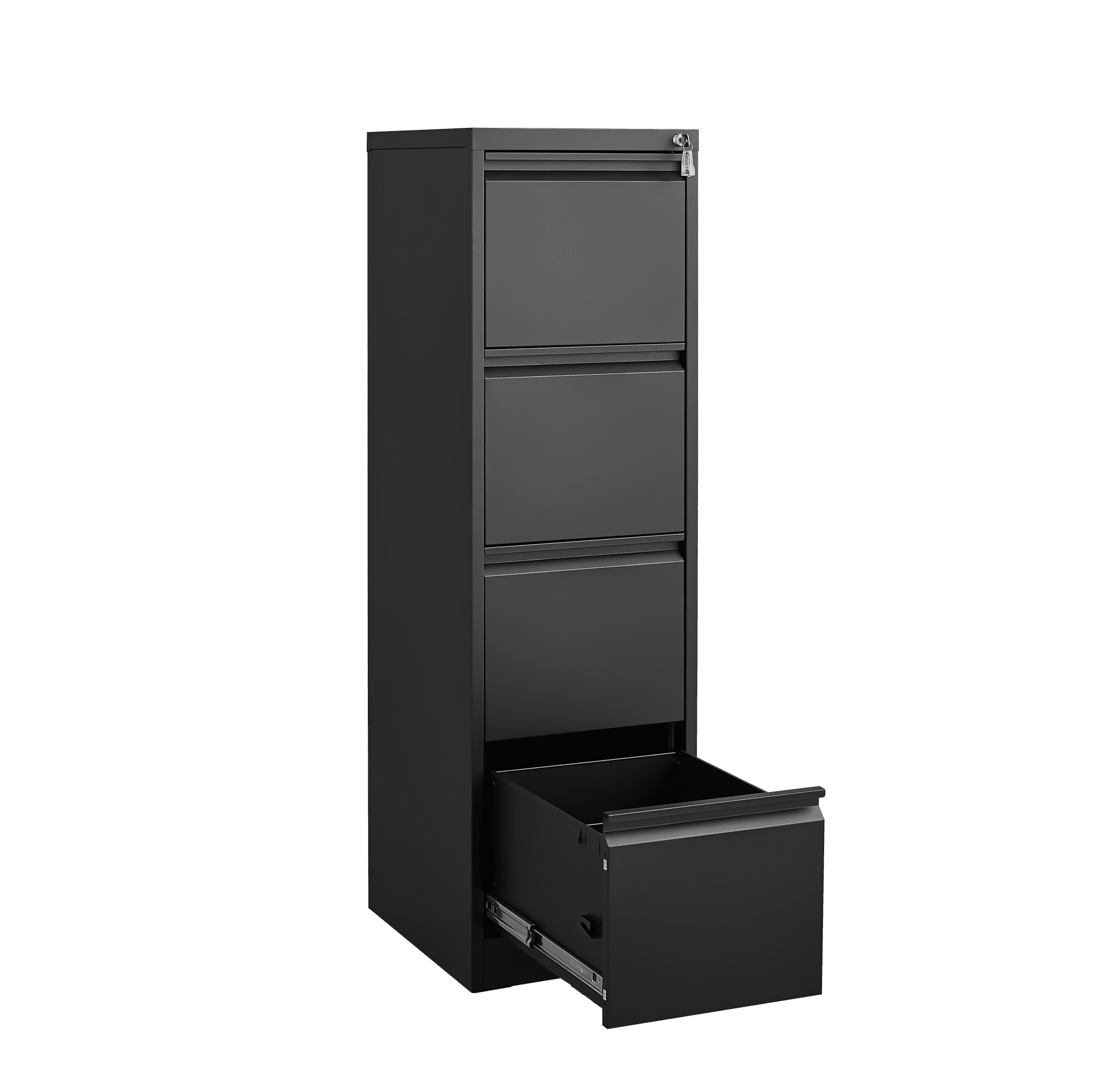 4 Drawer Lockable Vertical Metal File Cabinet, Anti-Tip Interlock Steel Storage Cabinet with Integrated Handle, Full Extension Slides, Fits Letter/A4/Legal Size Hanging Files for Home Office
