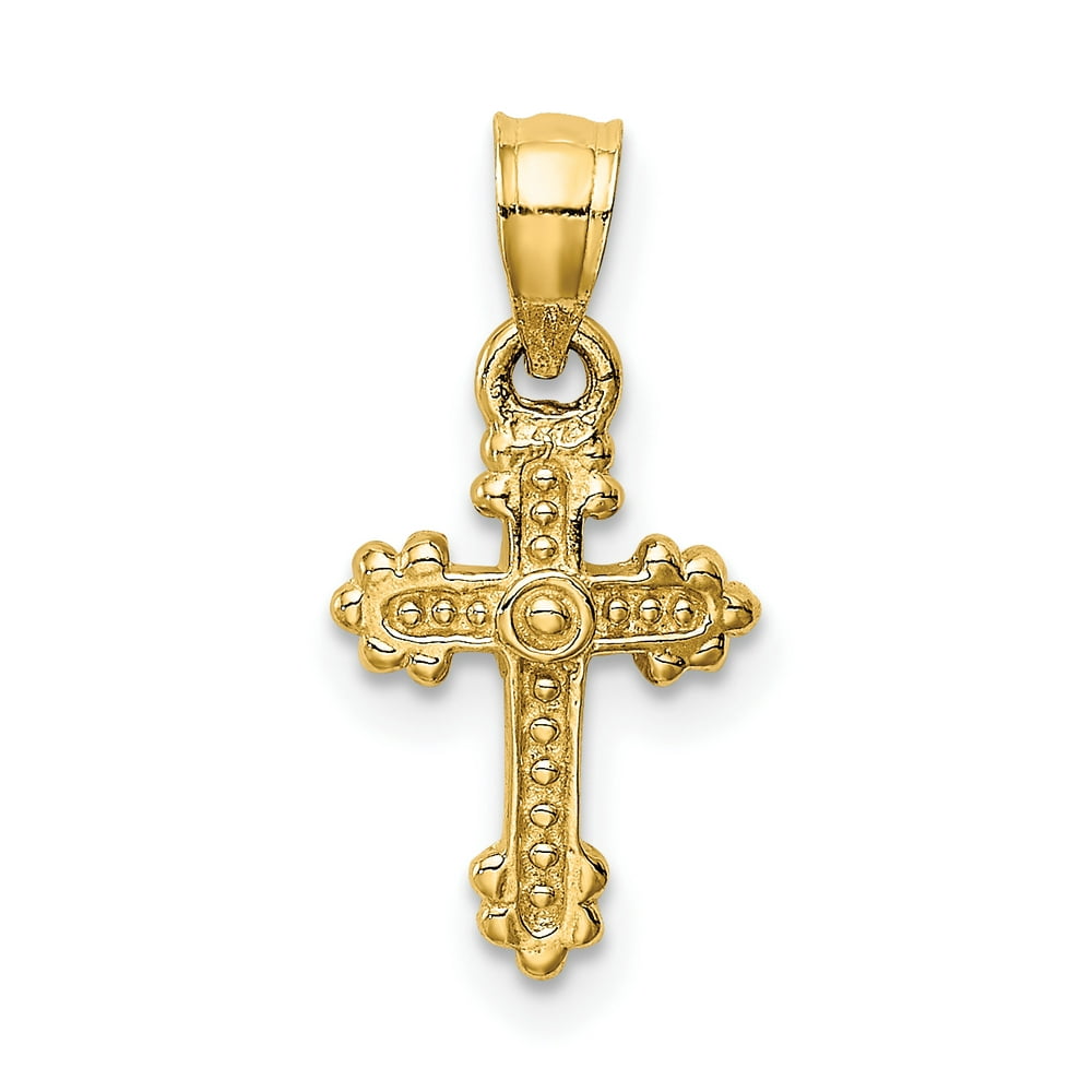 IceCarats - 14kt Yellow Gold Tiny Budded Cross Religious Pendant Charm ...