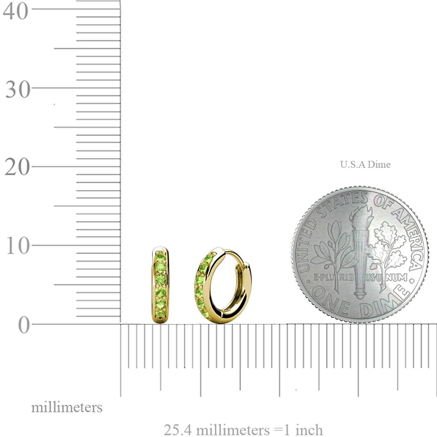 TriJewels Petite Peridot Huggies Hoop Earrings 0.25 Carat tw in 14K White Gold