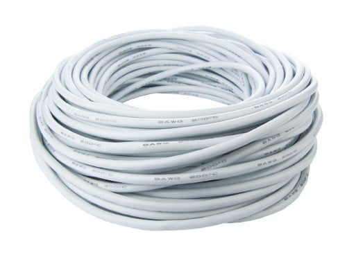 White 6 AWG Gauge Silicone Wire 100 ft Fine Strand Tinned Copper 