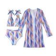thumbnail image 2 of VBTAPA Women's 3 Piece Swimsuits Tropical Push Up Bikini Sets Beach Long Sleeve Bathing Suits with Kimono Cover Up Today's Sales Purple XXL, 2 of 8