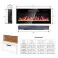 thumbnail image 4 of 60 inch recessed ultra thin tempered glass front wall mounted electric fireplace with remote and multi color flame & emberbed, LED light heater 03306, 4 of 9