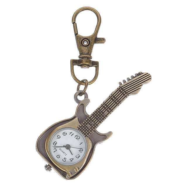 KAKOWELY Personality Retro Quartz Watch Guitar Shape Pocket Watch Keychain Hanging Watch,2.17X"X0.79"X0.2"