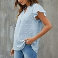 thumbnail image 3 of ZOELNIC Women's Summer V Neck Ruffle Short Sleeve Blouse Business Office Casual Top Shirts,S, 3 of 6