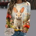 thumbnail image 2 of WEAIXIMIUNG Chandail en Molleton pour Femmes Col Rond Imprimé de Pâques Col Rond Pull Manches Longues Blouse Ample, 2 of 7