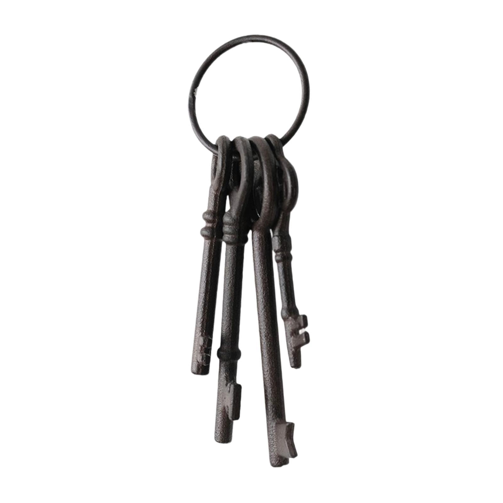 Vintage Cast Iron Keys Antique Skeleton Key Ring Large Iron Material for Pirate Party Farmhouse Decor