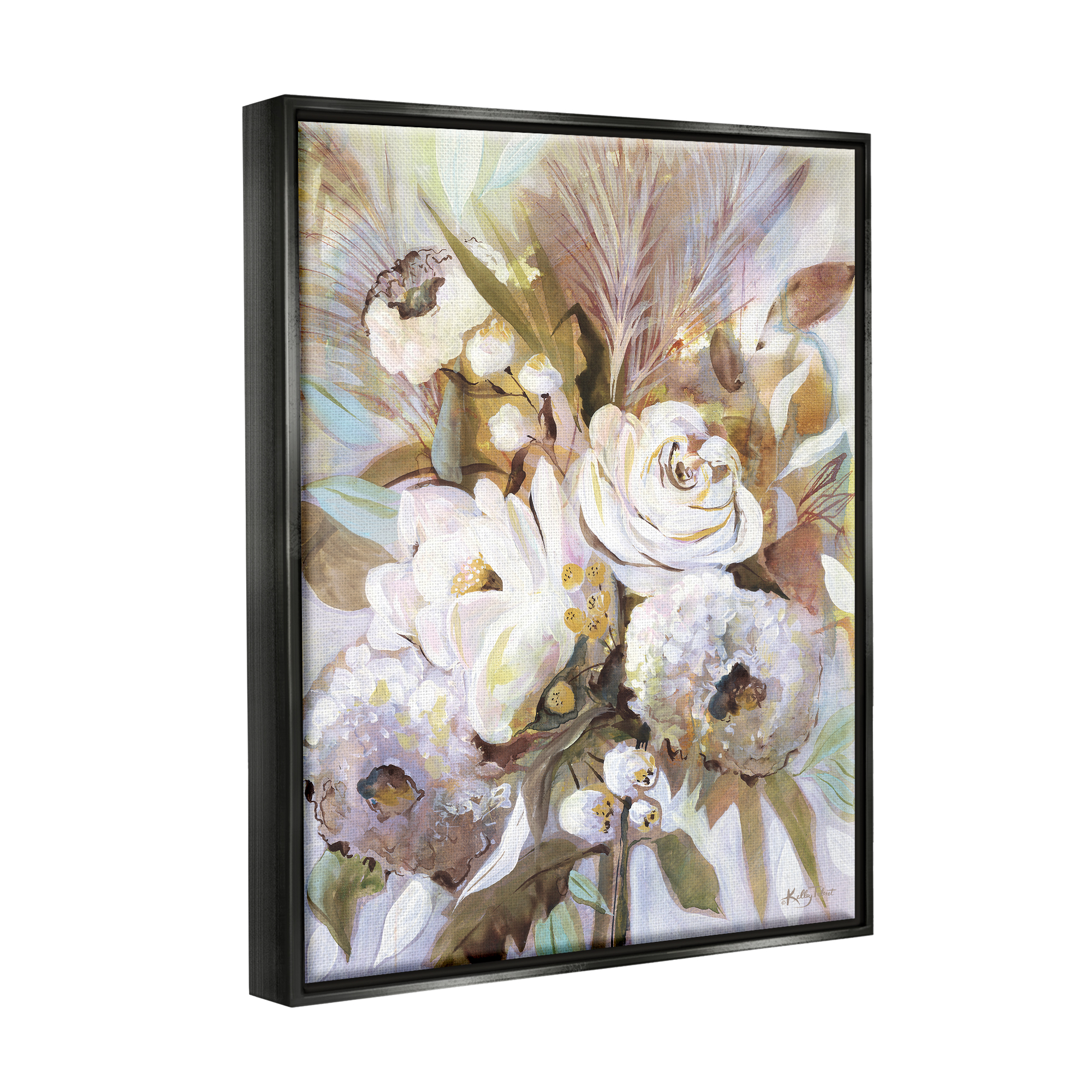 Stupell Abstract Flower Bouquet Mixed Florals Botanical & Floral Painting Black Floater Framed Art Print Wall Art