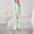 thumbnail image 4 of Bingfone Womens Pajama Sets Pistachio Green Checkboard Print,Long Sleeve Loungewear Pajamas Set-Small, 4 of 9