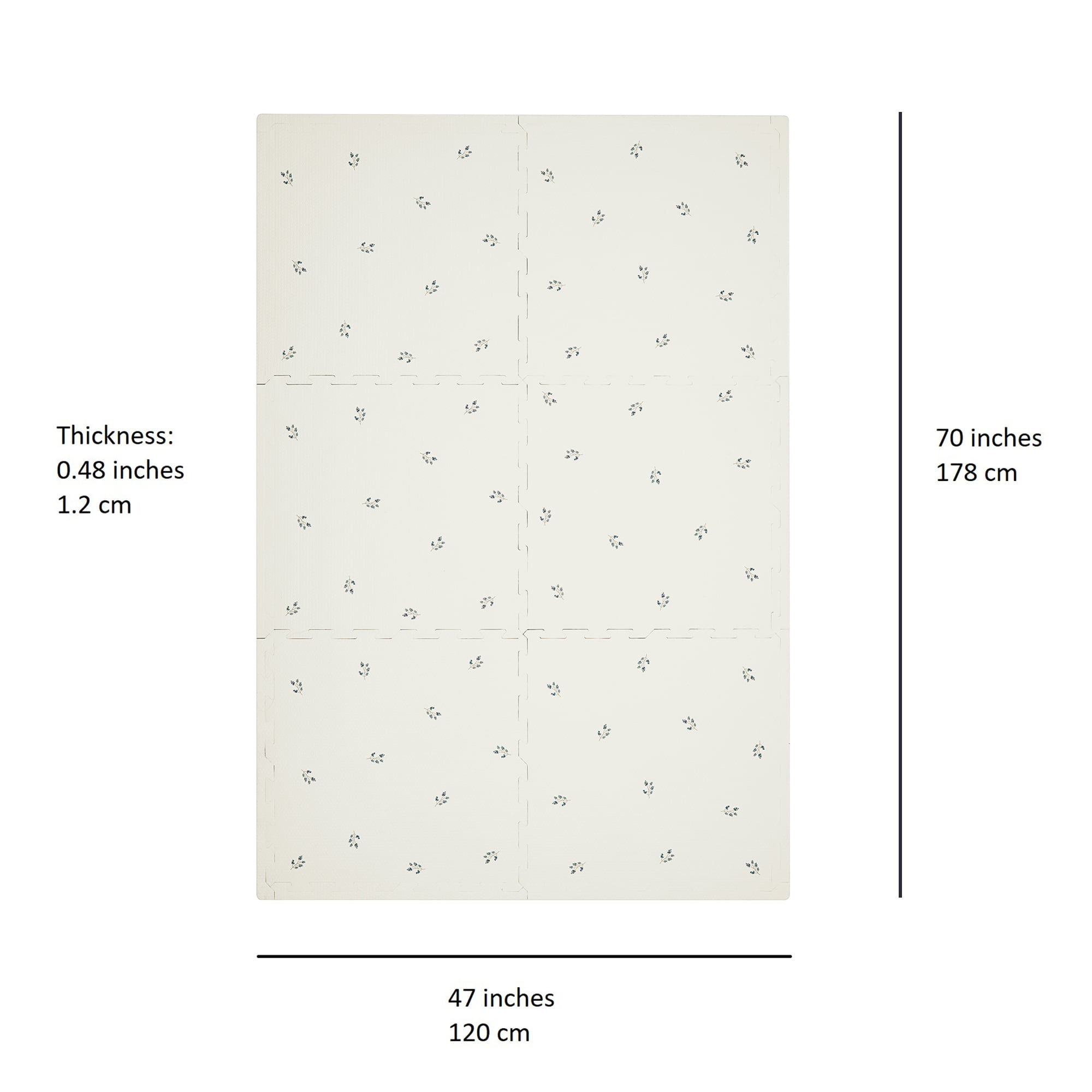 3 Sprouts Foam Puzzle Play Mat with Interlocking EVA Tiles for Toddlers, Babies and Kids in Blueberry Natural