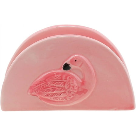 Servette Home Ceramic Pink Flamingo Standing Napkin Holder for Table