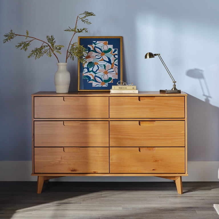 mid century modern dresser walmart Baxton Studio Landis Mid-Century Modern Ash Walnut Finished Wood 6-Drawer Dresser, Size: One size