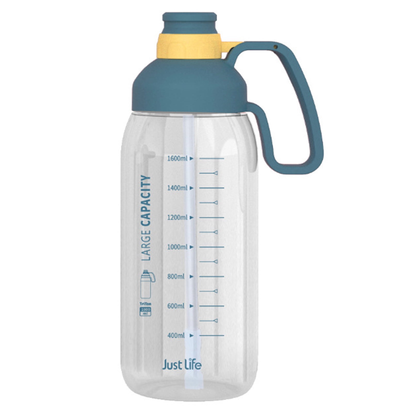 SIEROZUR Bouteille D'eau En Verre De 1,8 L Avec Paille Et Couvercle à Poignée, Bouteille En Verre De Motivation Avec Manchon En Silicone Et Marqueur