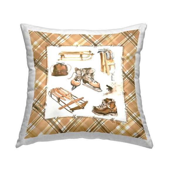 Stupell Industries Plaid Winter Sports Decorative Printed Throw Pillow Design by Geoff Allen.