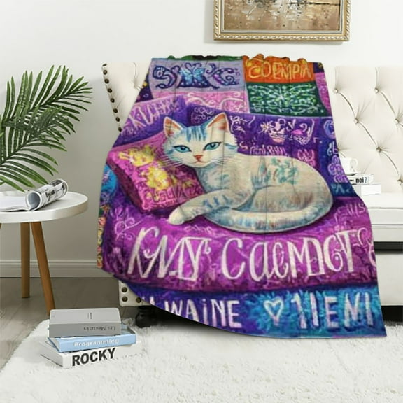 Patifu Cat Blanket Kitten Gifts for Cat Lovers Girls,Cute Pet Cats Throw Blanket Funny Cat Mom Gifts for Cat Owner Cat Lady 40x50in