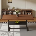 thumbnail image 2 of Tcbosik 71" Long Dining Table with Open Shelf, Modern Kitchen Table with Metal Frame, Easy Assembly, Walnut, 2 of 10