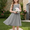 thumbnail image 2 of Girls' Summer Dresses Sleeveless Tank Dress Kids Casual Loose Crewneck Grey Beach Sundress 13-14 Years, 2 of 7