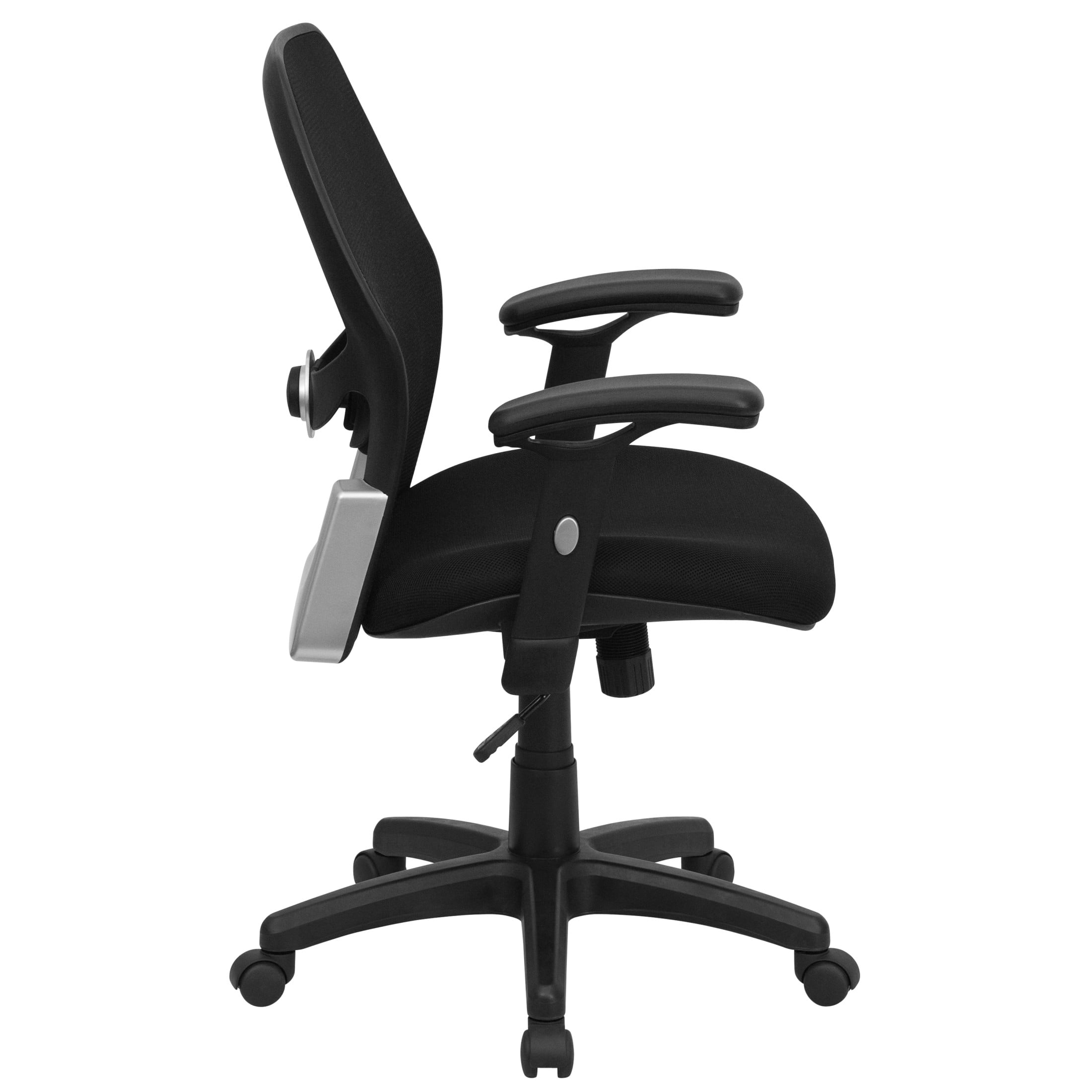 Flash Furniture Albert Mid-Back Black Super Mesh Executive Swivel Office Chair with Adjustable Lumbar & Arms