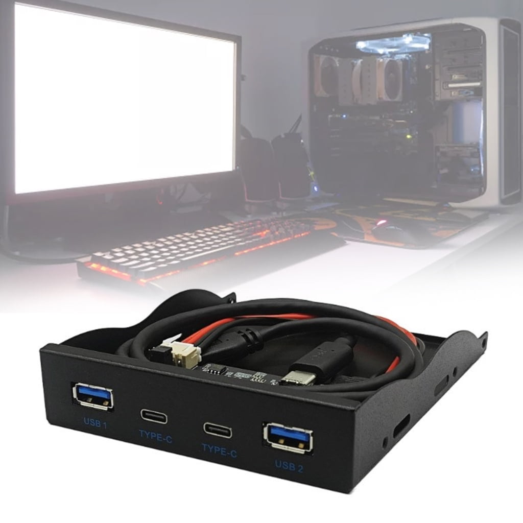 Zeiwohndc 4Port 10Gbps USB Front Panel HUB USB3.2 Gen2 10Gbps + TypeC HUB for 3.5inch