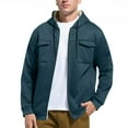 thumbnail image 4 of KeShDi Jacket Men's Fleece Solid Color Long-sleeve Hooded Pocket Drawstring Top Coat Navy 2X, 4 of 7
