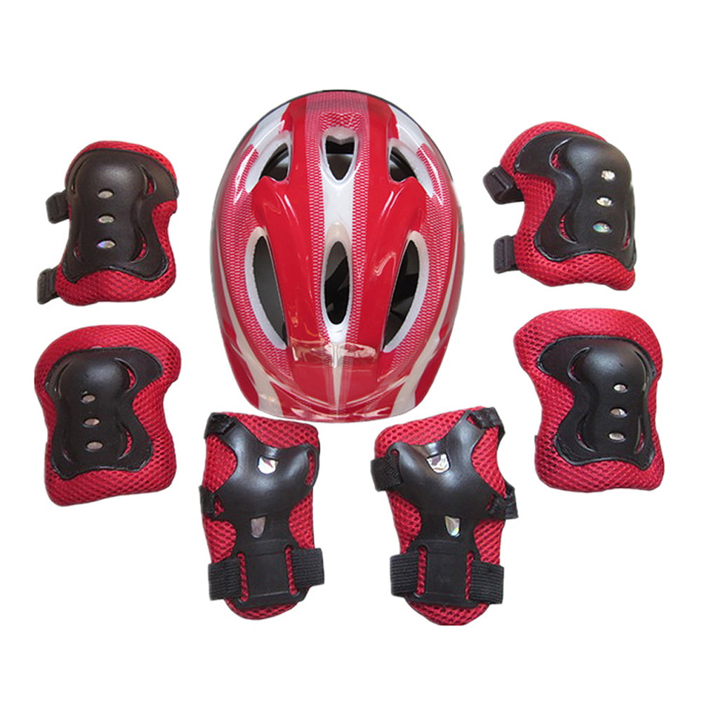7pcs Adult Bike Helmet Protector Gear Set Cycling Safety Helmet Knee Elbow Pads 