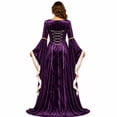 thumbnail image 4 of Domzest Renaissance Costume Women Long Bell Sleeve Lace-Up Medieval Dress Floor Length Gothic Princess Dresses Halloween Costumes, 4 of 6