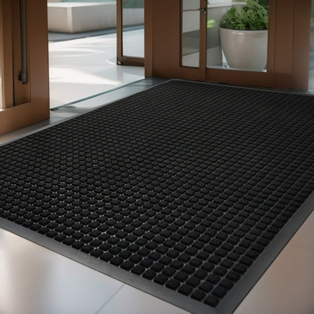 SIXHOME Outdoor Mat Non Slip Door Mat 35 x59  Front Door Mats Absorbent Rubber Welcome Mat Low Profile Dirt Trapper Entry Rug Heavy Duty Durable Outdoor Doormat Checker Black