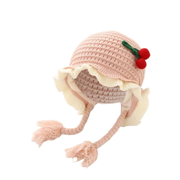 AJGRHE Kids Girl Winter Hat Knitted Ear Cap Soft Warm Windproof Bow Design Winter Warm Stretchy Soft Crochet Cap Pink 5M-2Y