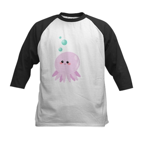 CafePress - Cute Pink Octopus Baseball Jersey - Kids Cotton Baseball Jersey, 3/4 Sleeve Shirt