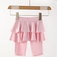 thumbnail image 3 of Hotiary Toddler Baby Girls Summer 2 Layered Knee-Length Leggings with Skirt Dance Pants Kids Elastic Ruffle Skirt Stretchy Workout Athletic Pants for 4-12Y Pink, 3 of 8