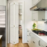 Kimberly Bay Plantation Louver-Louver Solid Core White Wood Bi-fold Door