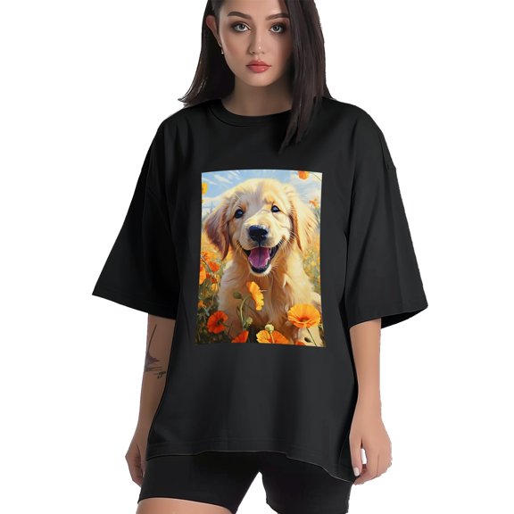 Plus Size Shirt for Women Black Tops for Women Short Sleeves Shirt for Women Puppy T Shirt Crewneck Shirt for Women XS