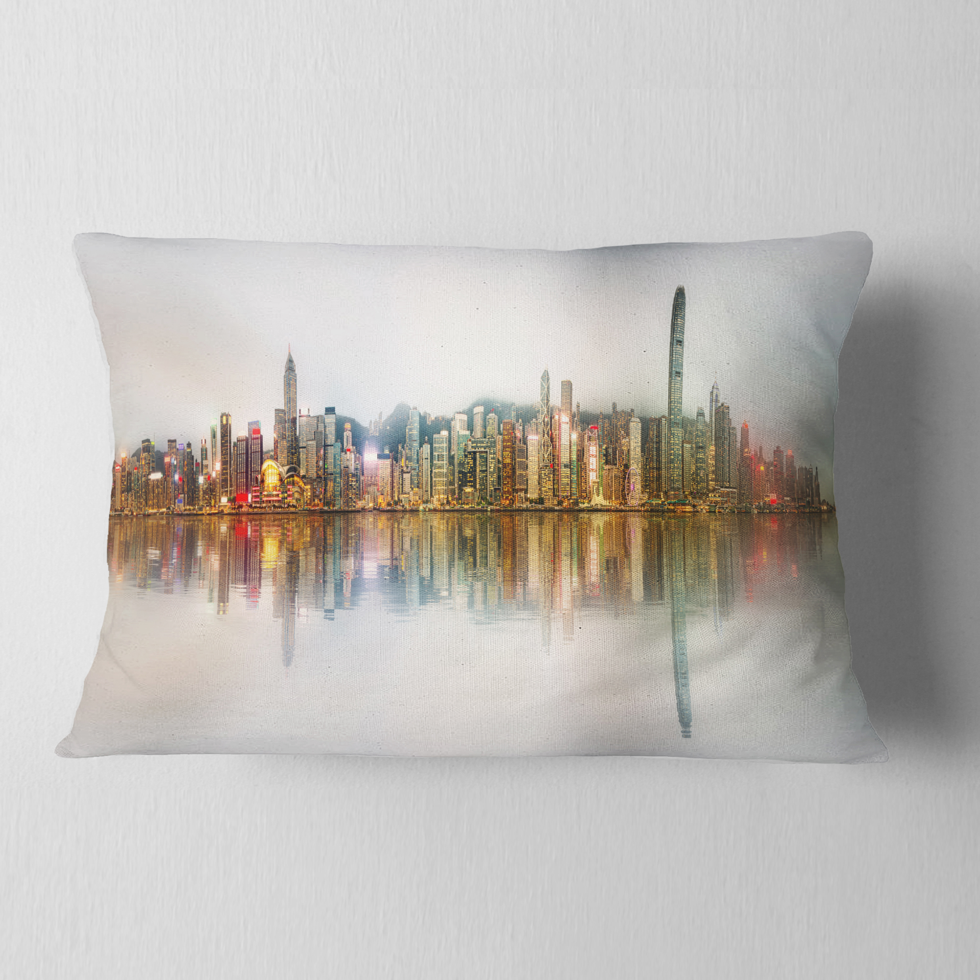 Designart Singapore Financial District Panorama - Cityscape Throw Pillow - 12x20