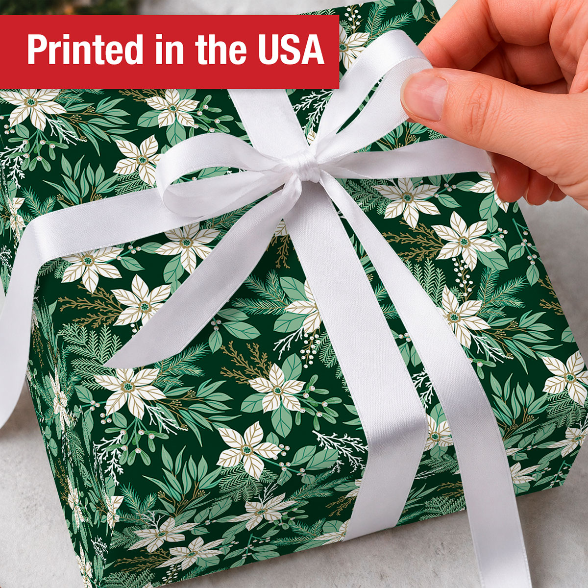 Current Winter Poinsettia Wrapping Paper Roll 23" x 28' photo 5