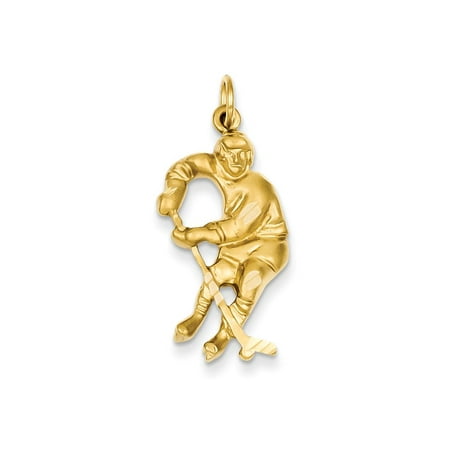 Player Charm 14kt Gold Jewelry - 14K Yellow Gold Hockey Player Charm 32x14mm