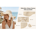 thumbnail image 6 of Roiihwy Summer Sun Beach Hats for Women, Wide Brim Straw Hats with Ruffled Bowknot, Khaki, Foldable Woven Sun Hat UV Protection on Clearence, 6 of 9