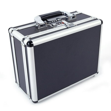 GZXS Hard Gun Case Pistol Case Aluminum New Framed Locking Gun Pistol Handgun Lock Box Hard Storage Carry Case Black