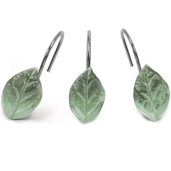 12Pcs Decorative Leaves Shower Curtain Hooks Rust Proof for Bathroom Bedroom