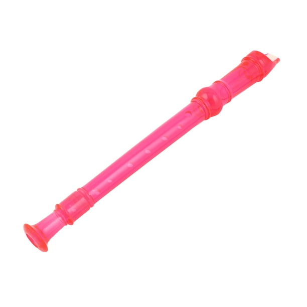 Student Portable Plastic 8 Holes Flute Soprano Recorder w Cleaning Stick Pink