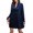Dark Blue, variant on Women's Ruched Surplice Long Sleeve Mini Dress With Sheer Overlay and Stretch Fabric 95% polyester and 5% elastane