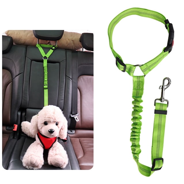 Riforla Car Help Rope Dog Traction Belt Circular Ring Elastic and Retractable Reflective Strip Dog Rope Leashes Green One Size