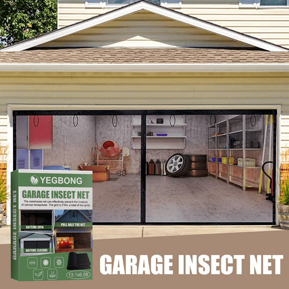 MISSMILE Garage Door Screen with Magic Tape,Seamless Stretchable Garage Screen Insect-Resistant Garage Screen
