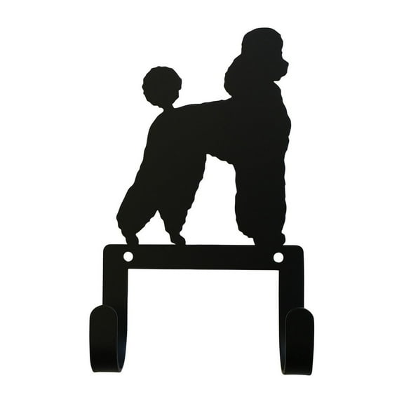 Wall Hook with Metal Poodle Dog Accent, Black